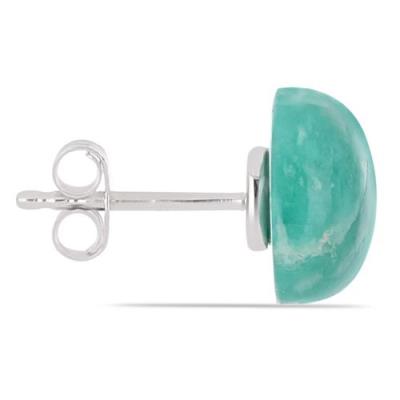 BUY 925 SILVER NATURAL AMAZONITE SINGLE STONE EARRINGS